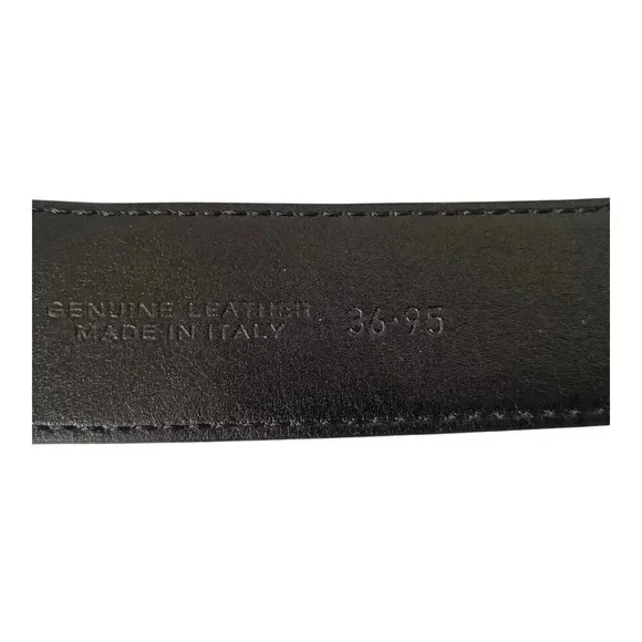 Ermenegildo Zegna Belt Leather Logo Buckle Black Men's 36 Italy - Picture 7 of 9